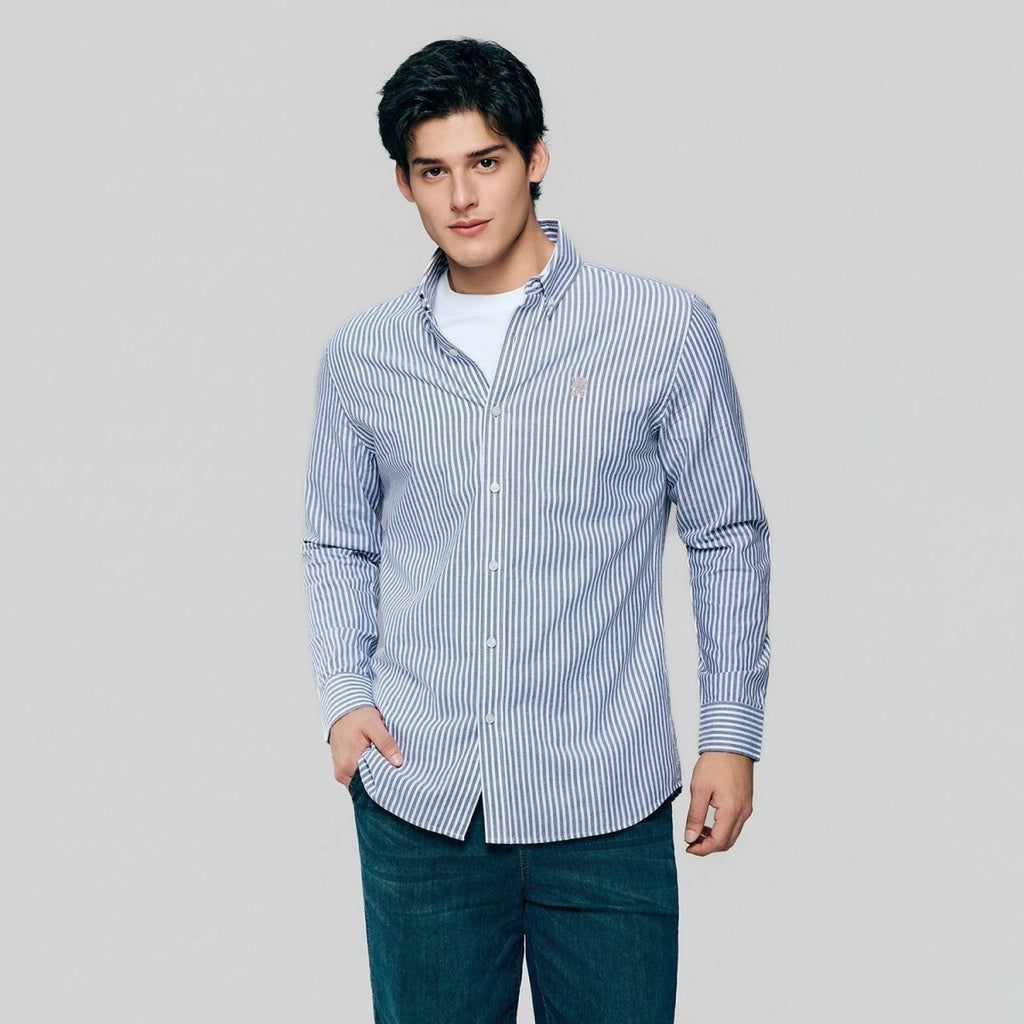 Giordano Men’s Cotton Slim Oxford Shirt with Embroidery - first_variant_option_2 Premium Shirts for Giordano