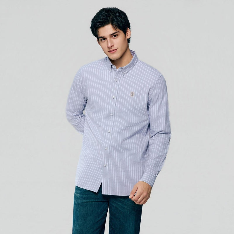 Giordano Men’s Cotton Slim Oxford Shirt with Embroidery - first_variant_option_2 Premium Shirts for Giordano