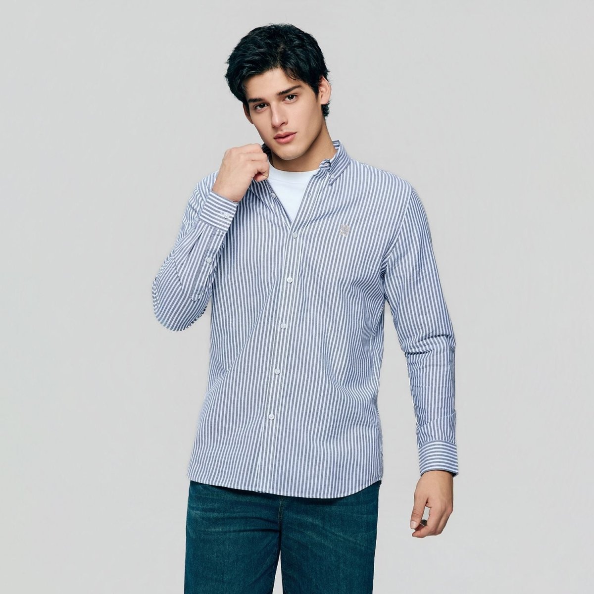 Giordano Men’s Cotton Slim Oxford Shirt with Embroidery - first_variant_option_2 Premium Shirts for Giordano