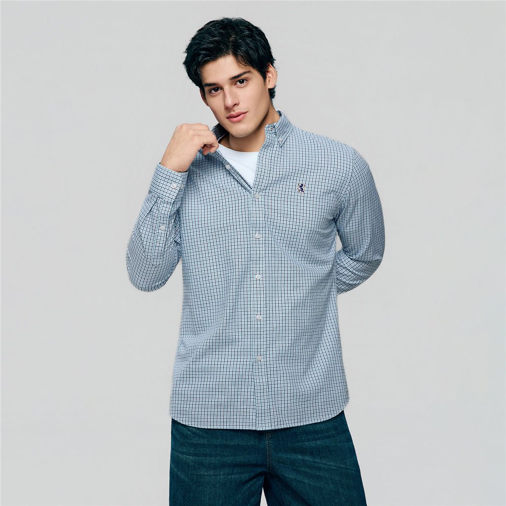 Giordano Men’s Cotton Slim Oxford Shirt with Embroidery - first_variant_option_2 Premium Shirts for Giordano