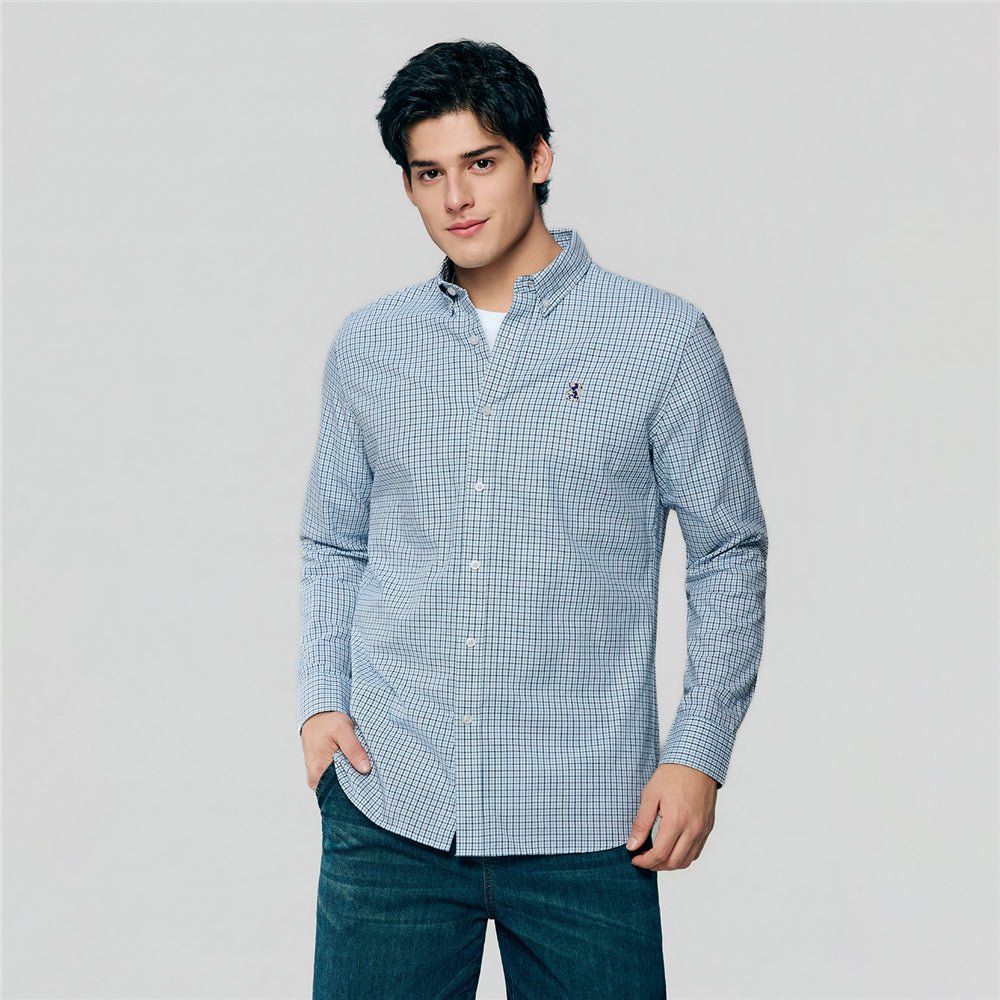 Giordano Men’s Cotton Slim Oxford Shirt with Embroidery - first_variant_option_2 Premium Shirts for Giordano