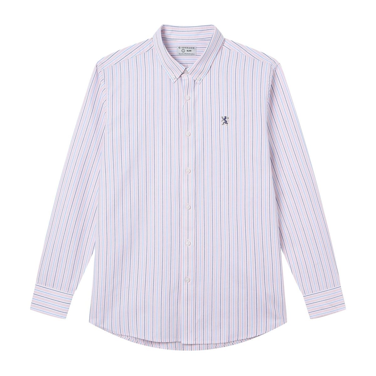 Giordano Men’s Cotton Slim Oxford Shirt with Embroidery - Premium Shirts