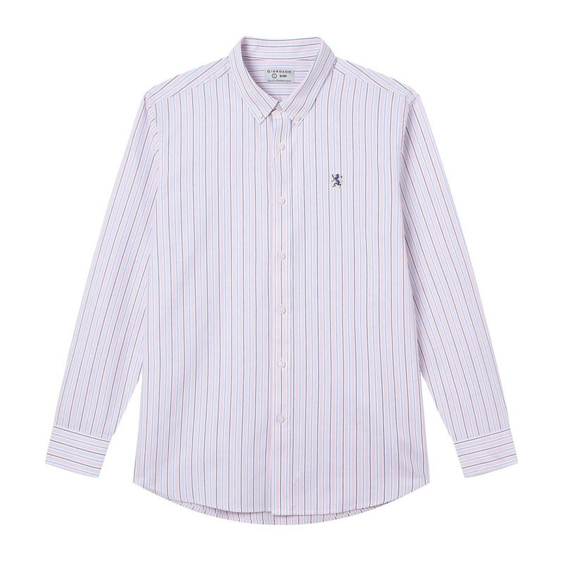 Giordano Men’s Cotton Slim Oxford Shirt with Embroidery - Premium Shirts