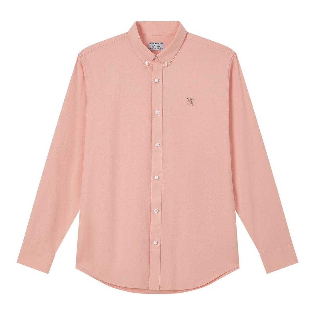 Giordano Men’s Cotton Slim Oxford Shirt with Embroidery - first_variant_option_2 Premium Shirts for Giordano