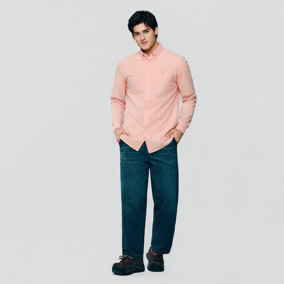 Giordano Men’s Cotton Slim Oxford Shirt with Embroidery - first_variant_option_2 Premium Shirts for Giordano