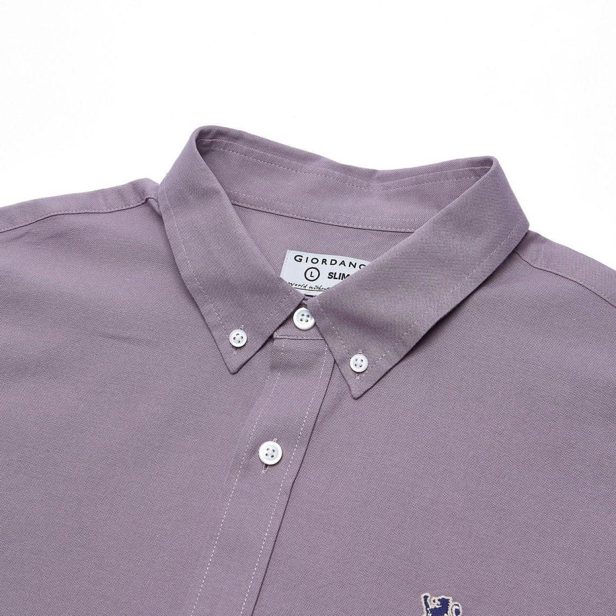 Giordano Men’s Cotton Slim Oxford Shirt with Embroidery - first_variant_option_2 Premium Shirts for Giordano