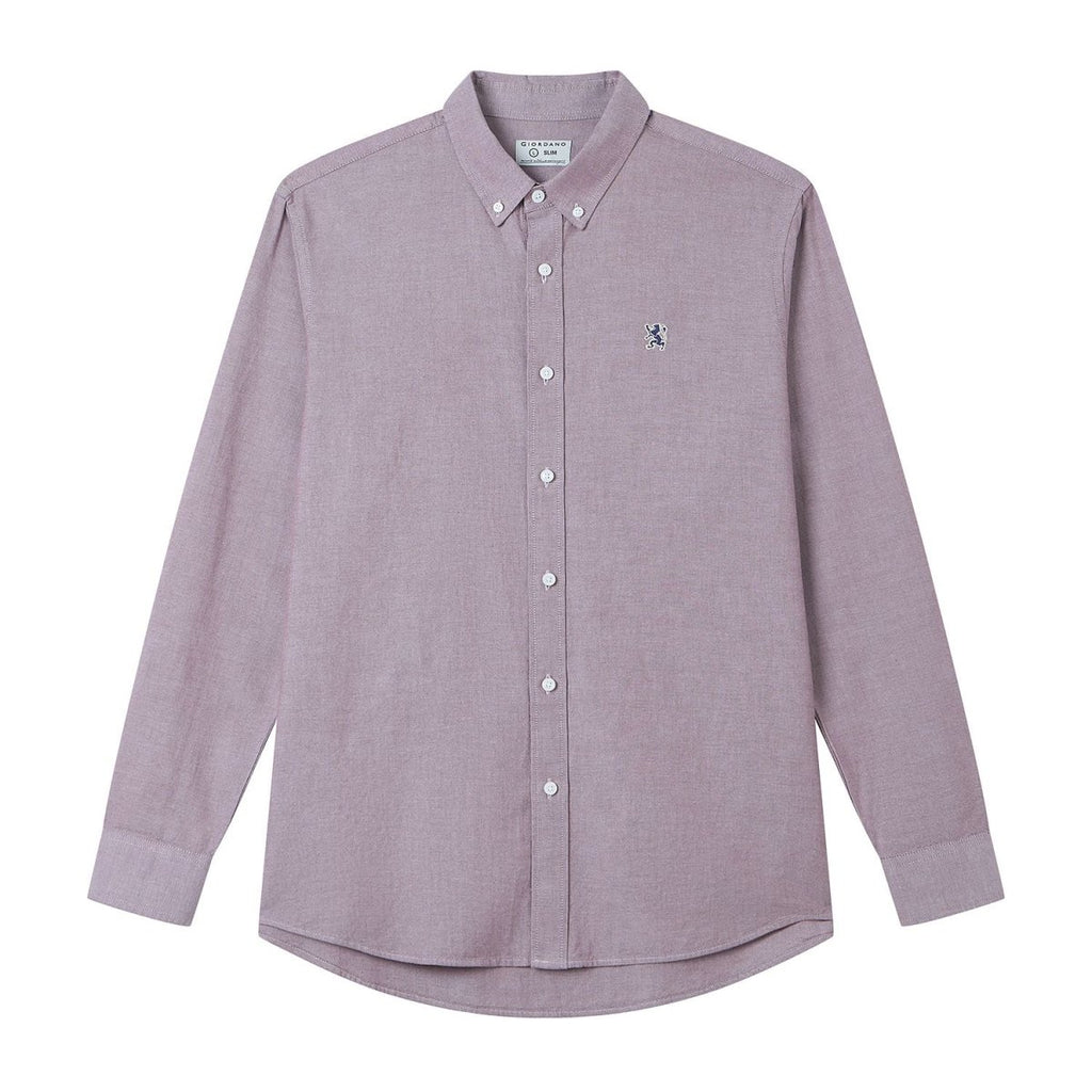 Giordano Men’s Cotton Slim Oxford Shirt with Embroidery - first_variant_option_2 Premium Shirts for Giordano