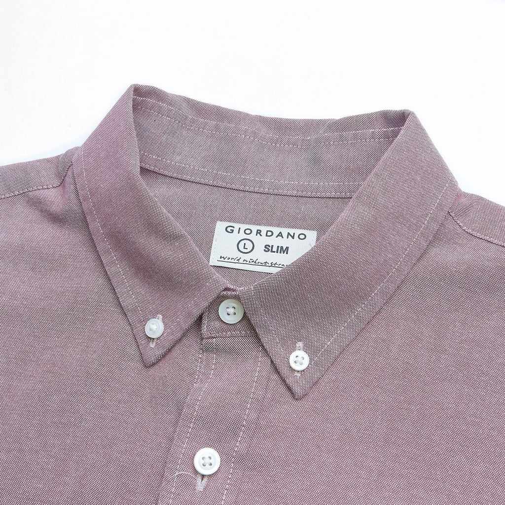 Giordano Men’s Cotton Slim Oxford Shirt with Embroidery - first_variant_option_2 Premium Shirts for Giordano
