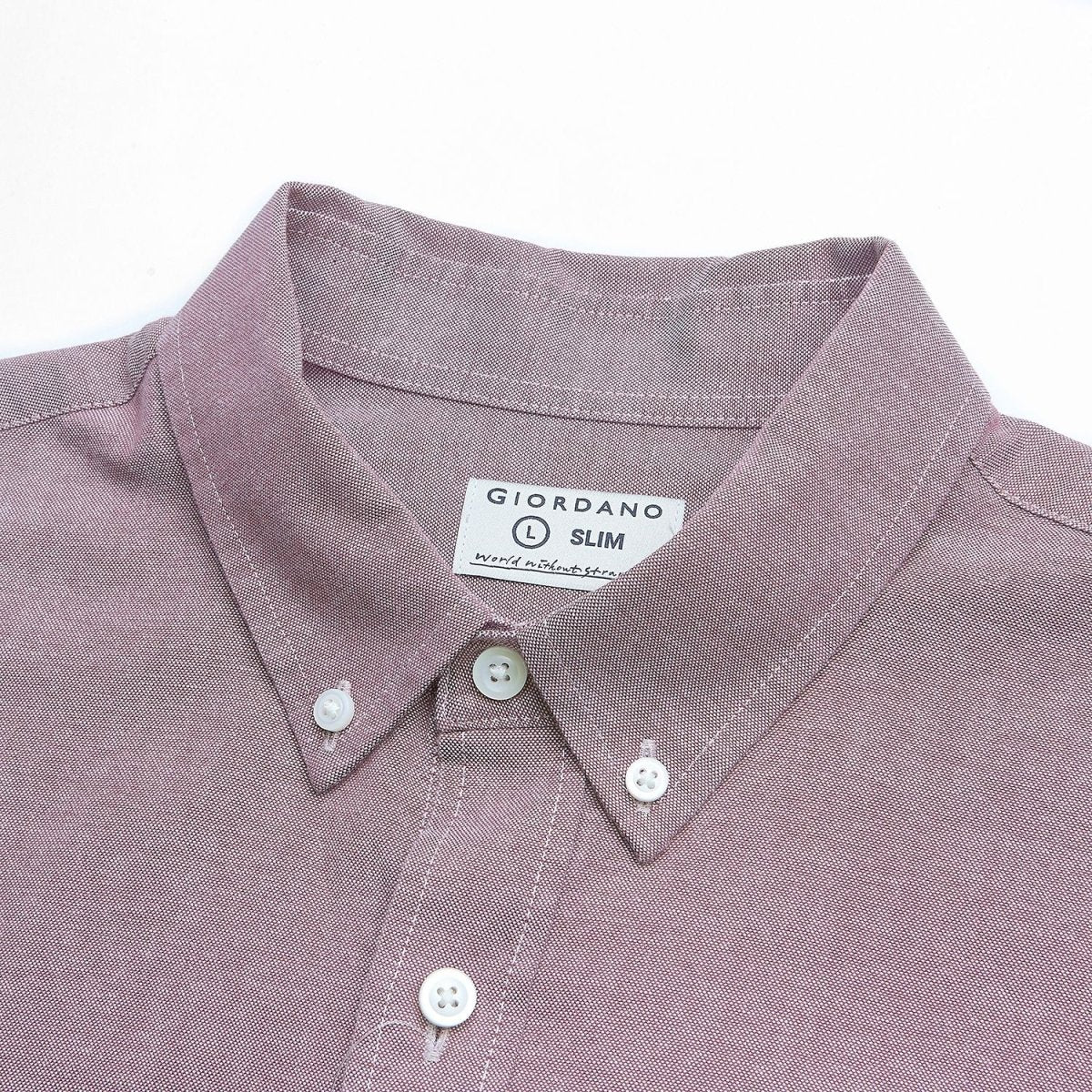 Giordano Men’s Cotton Slim Oxford Shirt with Embroidery - first_variant_option_2 Premium Shirts for Giordano