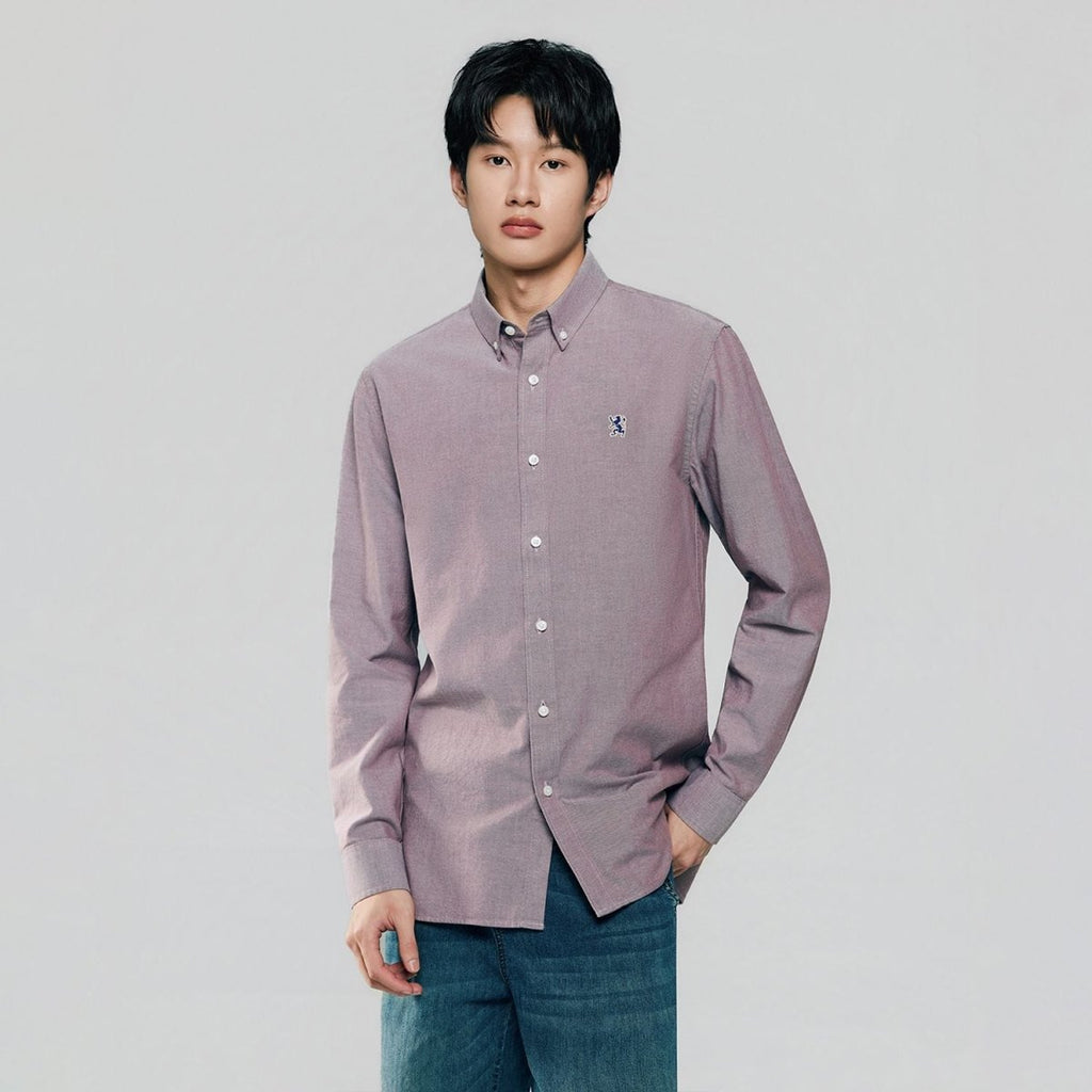 Giordano Men’s Cotton Slim Oxford Shirt with Embroidery - first_variant_option_2 Premium Shirts for Giordano