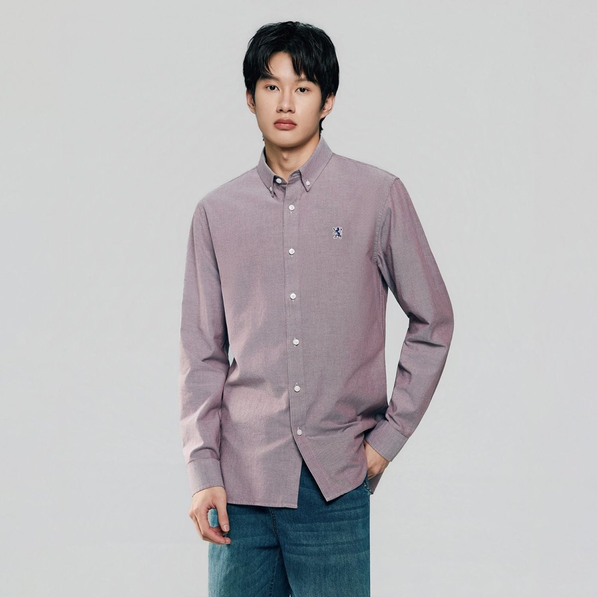 Giordano Men’s Cotton Slim Oxford Shirt with Embroidery - first_variant_option_2 Premium Shirts for Giordano