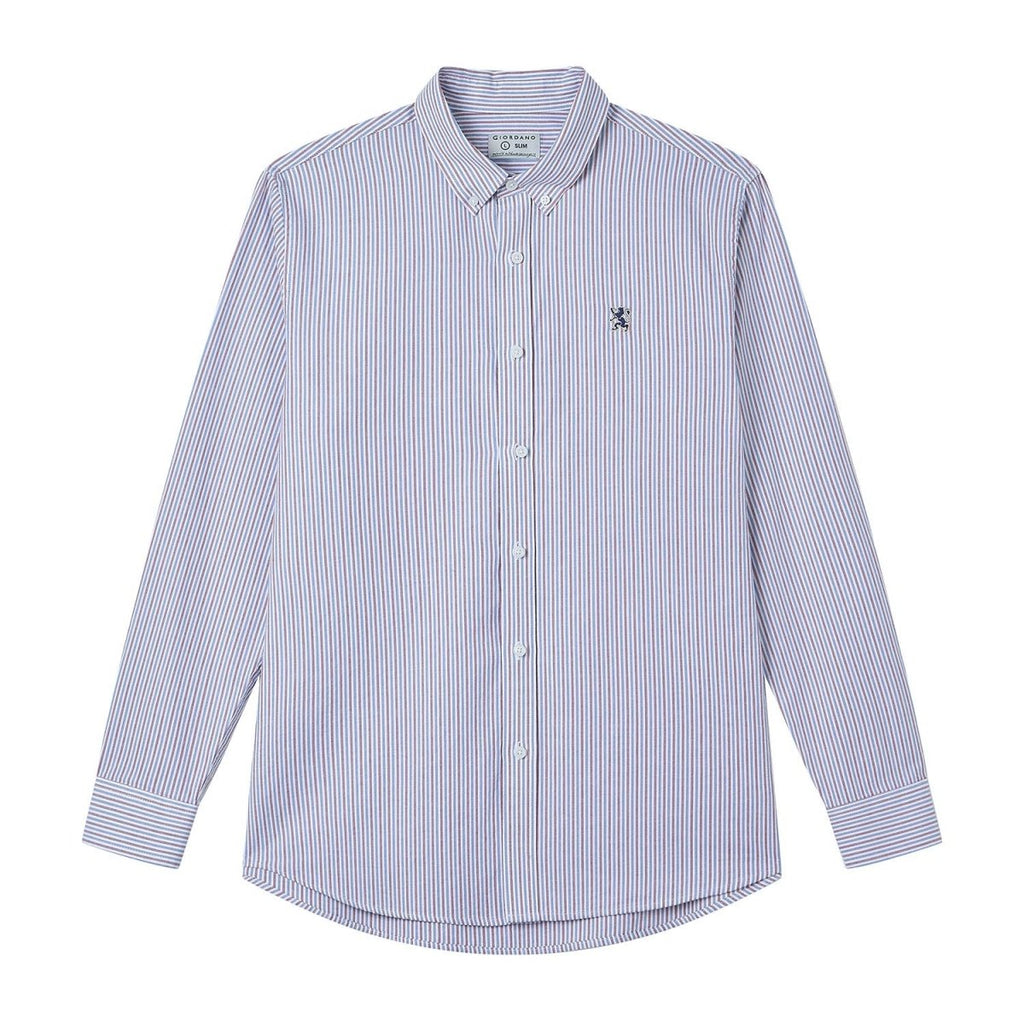 Giordano Men’s Cotton Slim Oxford Shirt with Embroidery - Premium Shirts