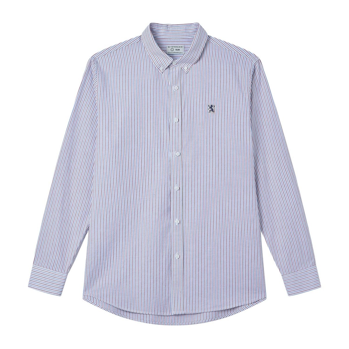 Giordano Men’s Cotton Slim Oxford Shirt with Embroidery - Premium Shirts