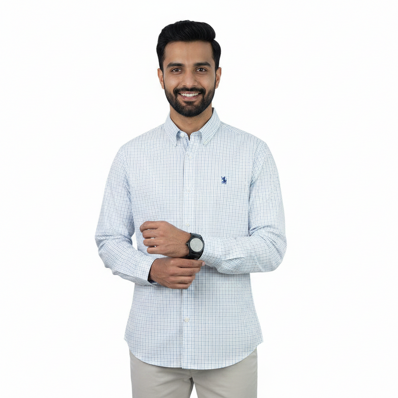 Men’s Cotton Slim Oxford Shirt with Embroidery