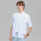 Giordano Men's Cotton Slim Oxford Shirt With Embroidery - Premium Shirts