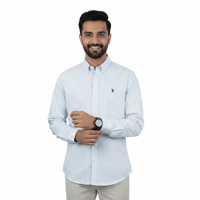 Giordano Men’s Cotton Slim Oxford Shirt with Embroidery - Premium Shirts