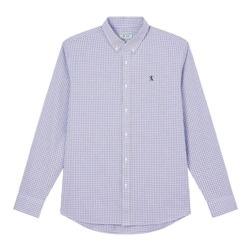 Giordano Men’s Cotton Slim Oxford Shirt with Embroidery - Premium Shirts