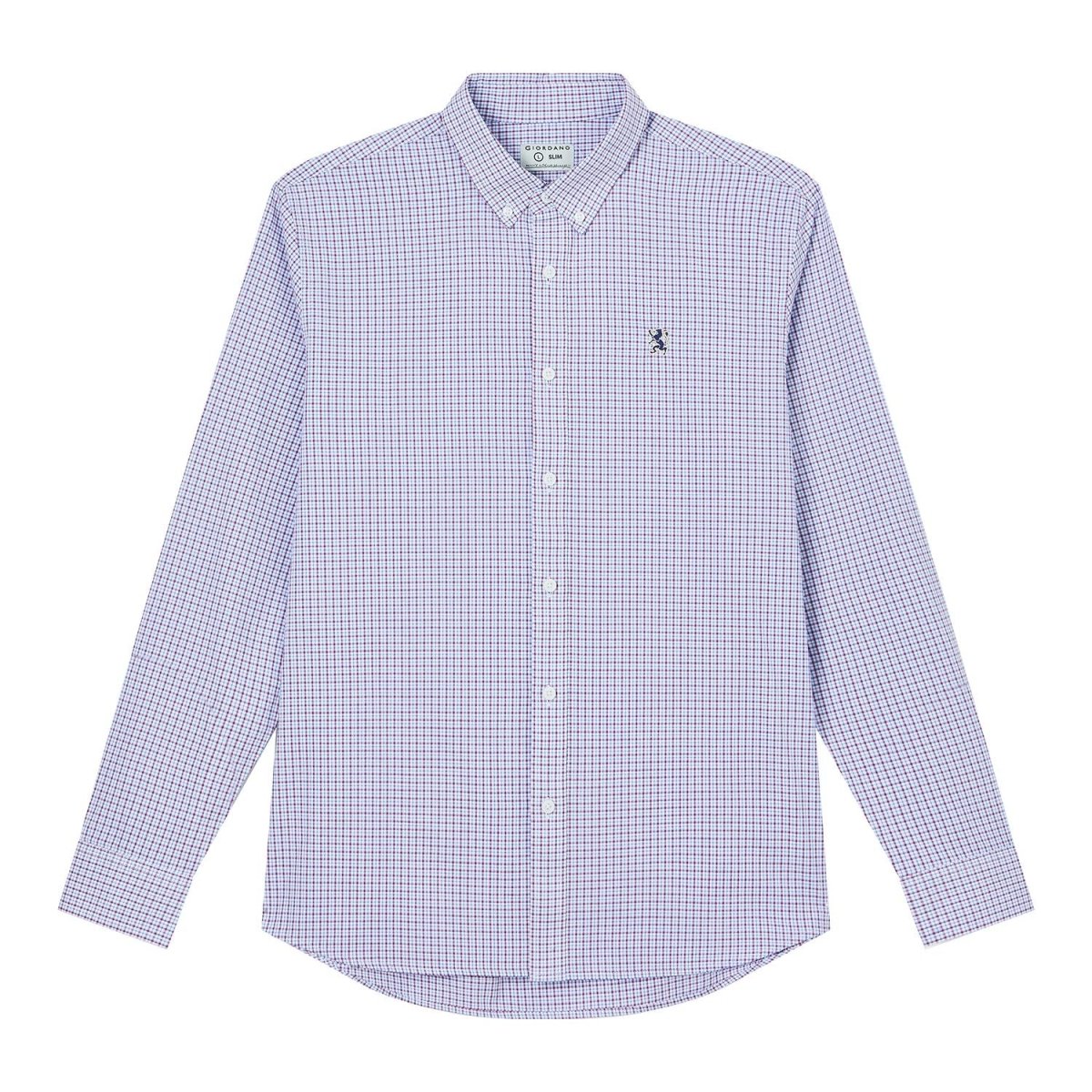 Giordano Men’s Cotton Slim Oxford Shirt with Embroidery - Premium Shirts