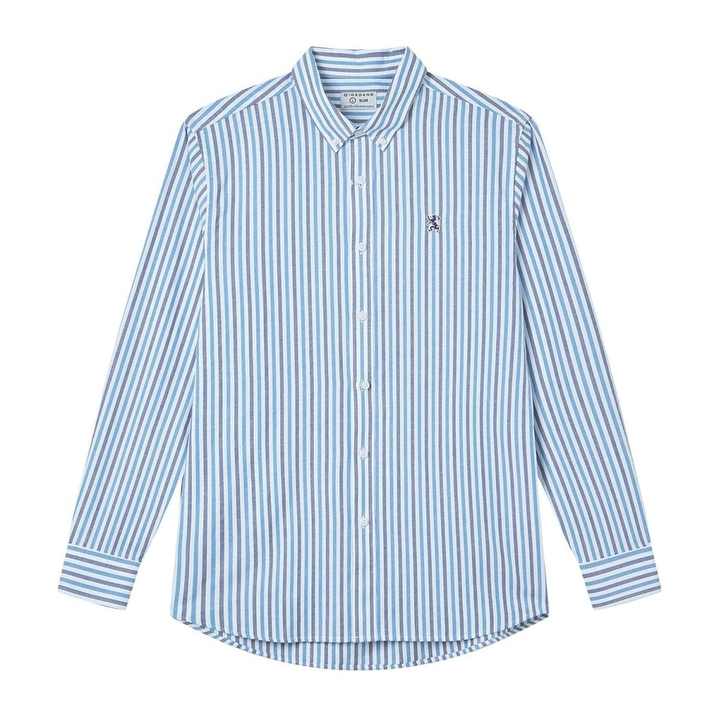 Giordano Men’s Cotton Slim Oxford Shirt with Embroidery - Premium Shirts