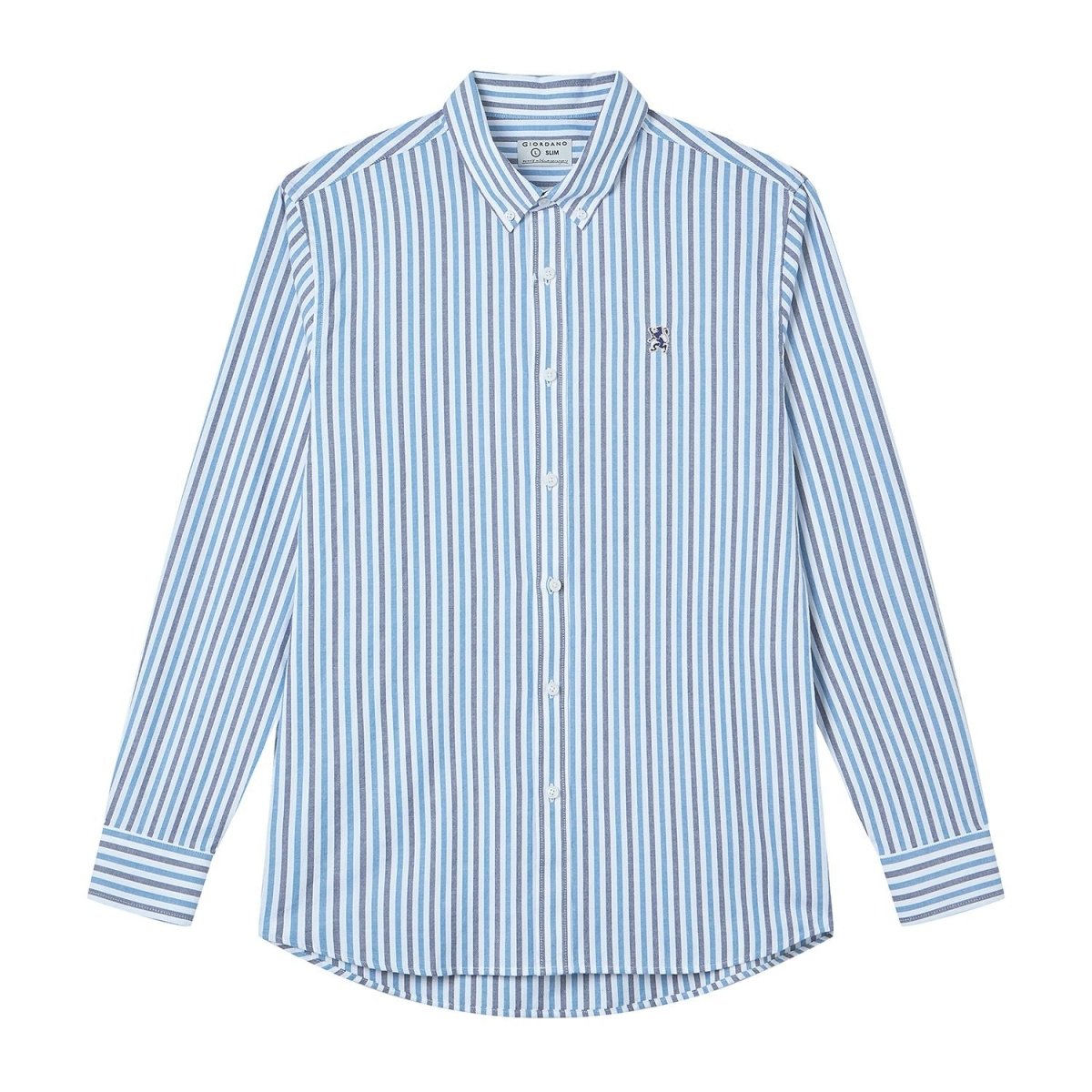 Giordano Men’s Cotton Slim Oxford Shirt with Embroidery - Premium Shirts