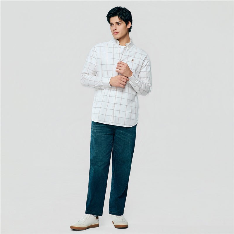Giordano Men’S Cotton Slim Oxford Shirt With Embroidery - first_variant_option_2 Premium Shirt for Giordano