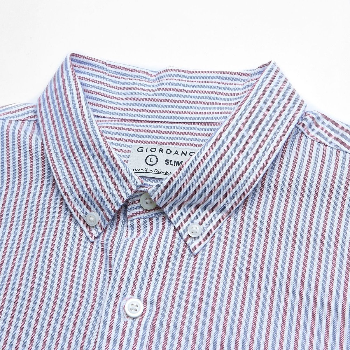 Giordano Men’s Cotton Slim Oxford Shirt with Embroidery - Premium Shirts
