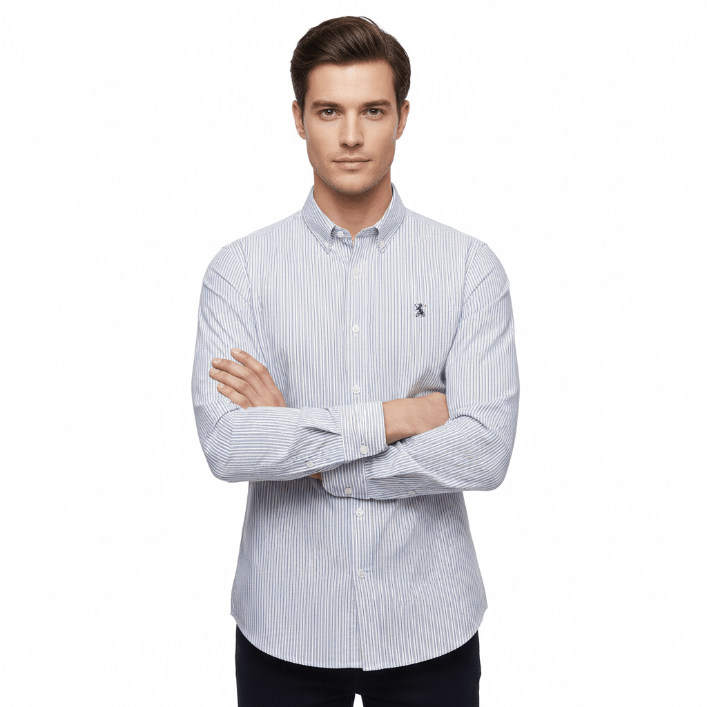 Giordano Men's Cotton Slim Oxford Shirt With Embroidery - Premium Shirts