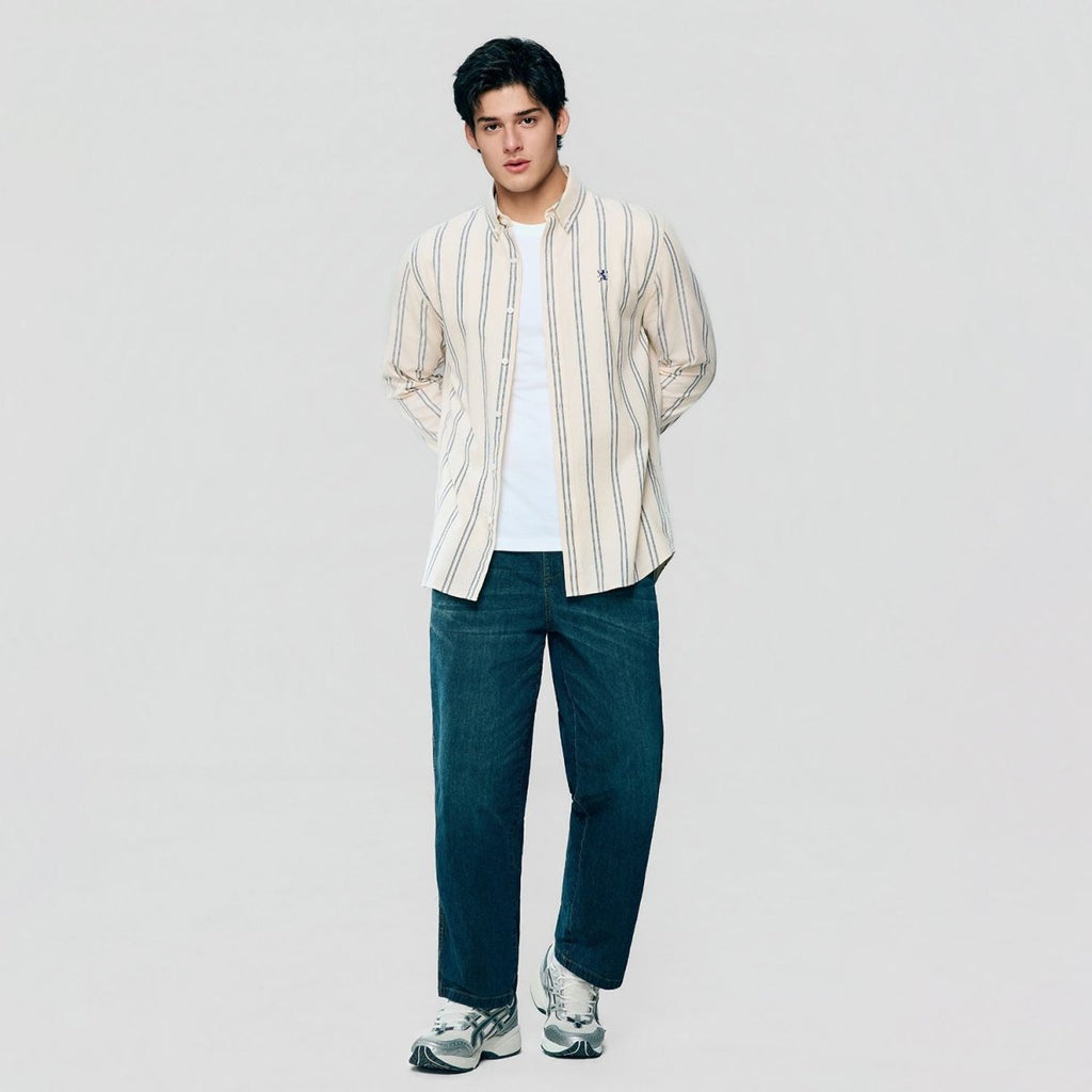 Giordano Men’s Cotton Slim Oxford Shirt with Embroidery - first_variant_option_2 Premium Shirts for Giordano