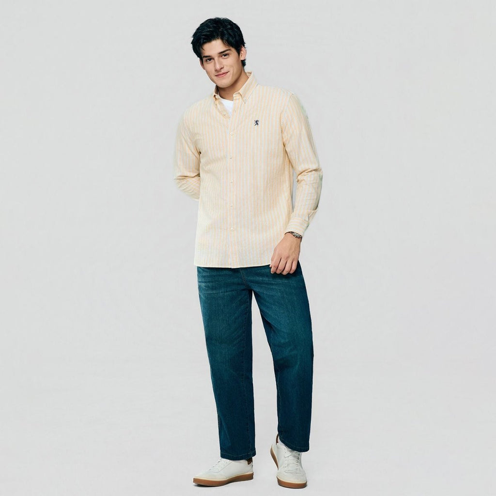 Giordano Men’s Cotton Slim Oxford Shirt with Embroidery - first_variant_option_2 Premium Shirts for Giordano