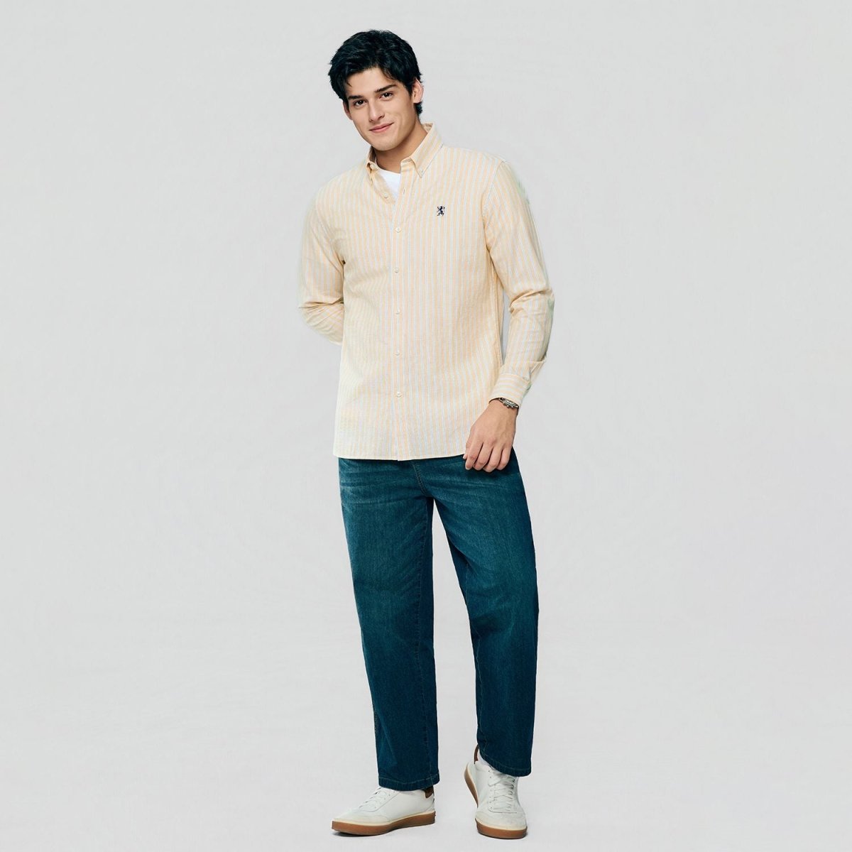 Giordano Men’s Cotton Slim Oxford Shirt with Embroidery - first_variant_option_2 Premium Shirts for Giordano
