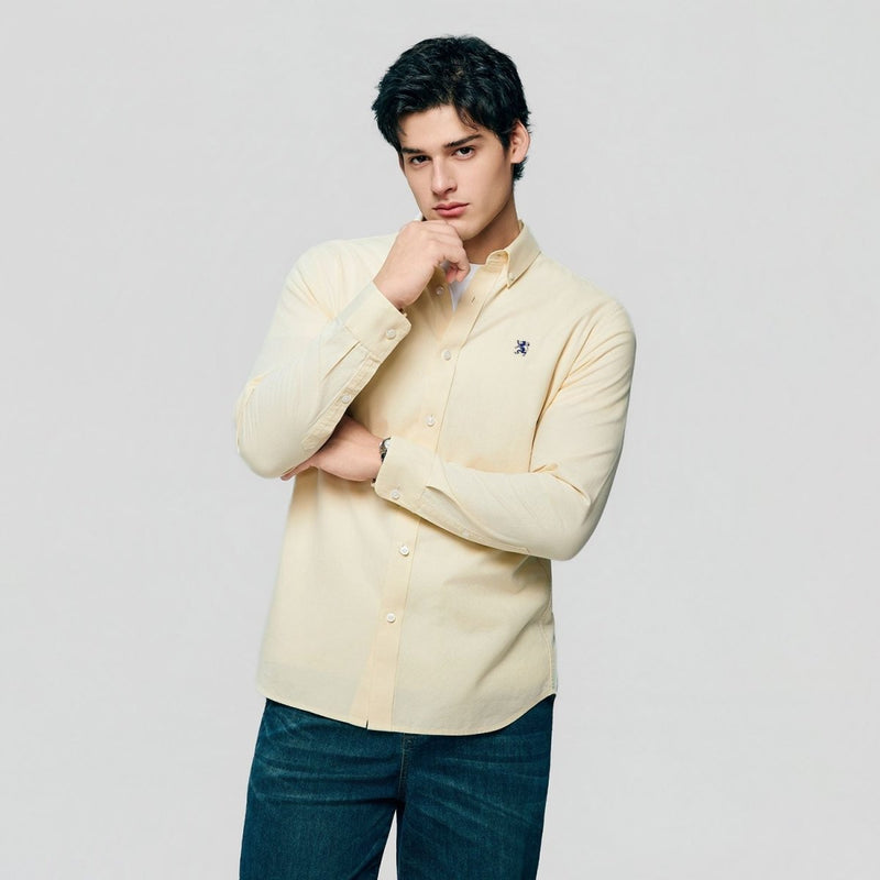 Giordano Men’s Cotton Slim Oxford Shirt with Embroidery - first_variant_option_2 Premium Shirts for Giordano