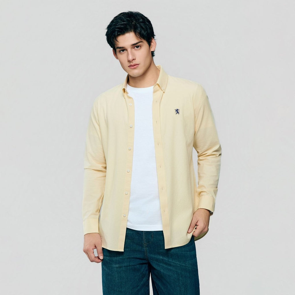 Giordano Men’s Cotton Slim Oxford Shirt with Embroidery - first_variant_option_2 Premium Shirts for Giordano