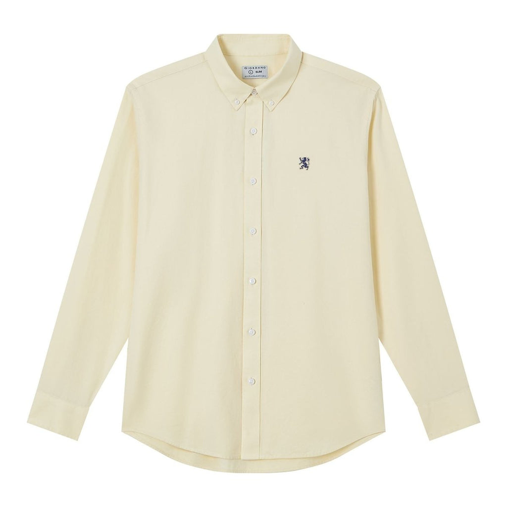 Giordano Men’s Cotton Slim Oxford Shirt with Embroidery - first_variant_option_2 Premium Shirts for Giordano