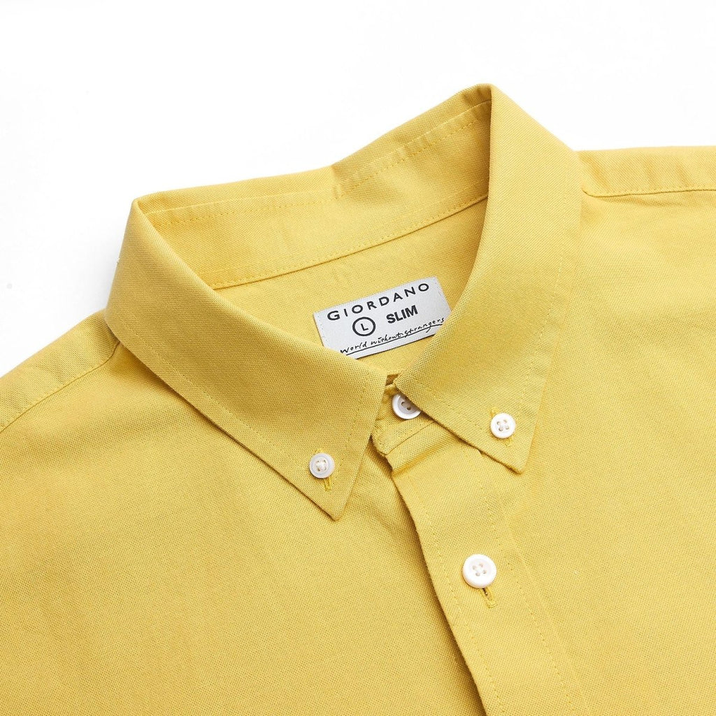 Giordano Men’s Cotton Slim Oxford Shirt with Embroidery - first_variant_option_2 Premium Shirts for Giordano