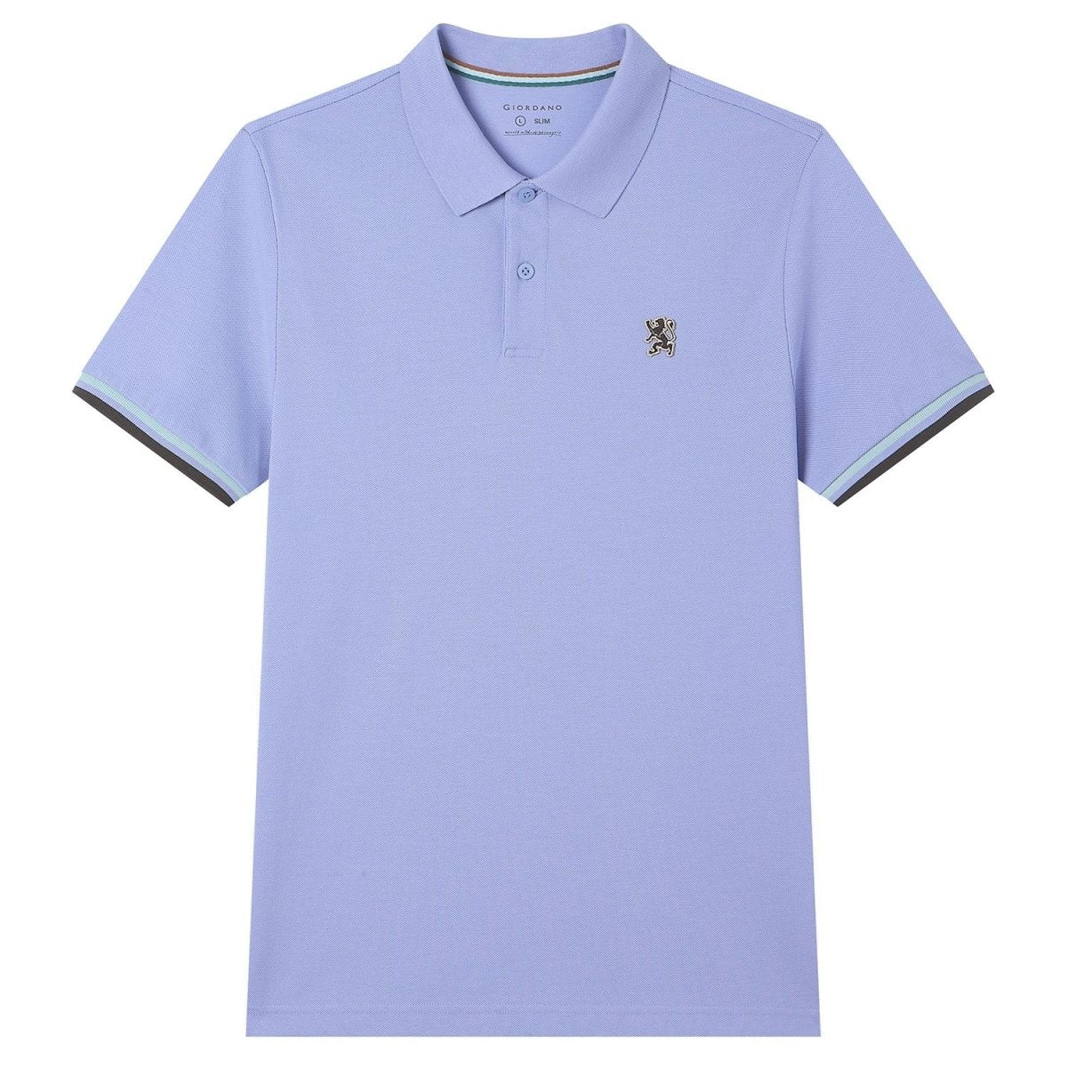 Giordano Men’s Cotton Slim Performance Polo with Small Lion Embroidery - Premium Polo
