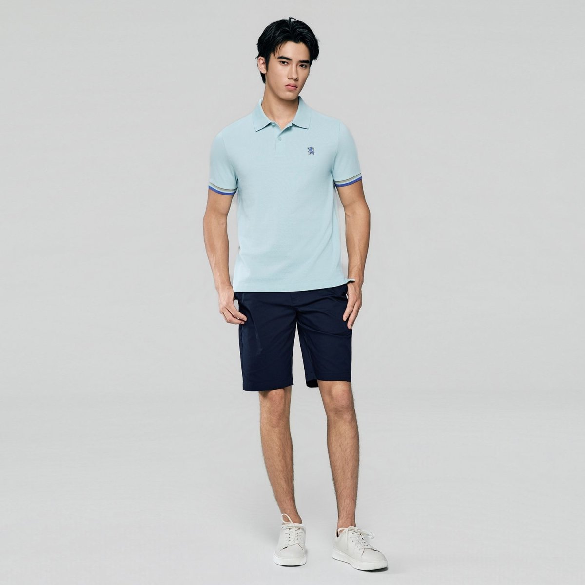 Giordano Men’s Cotton Slim Performance Polo with Small Lion Embroidery - Premium Polo