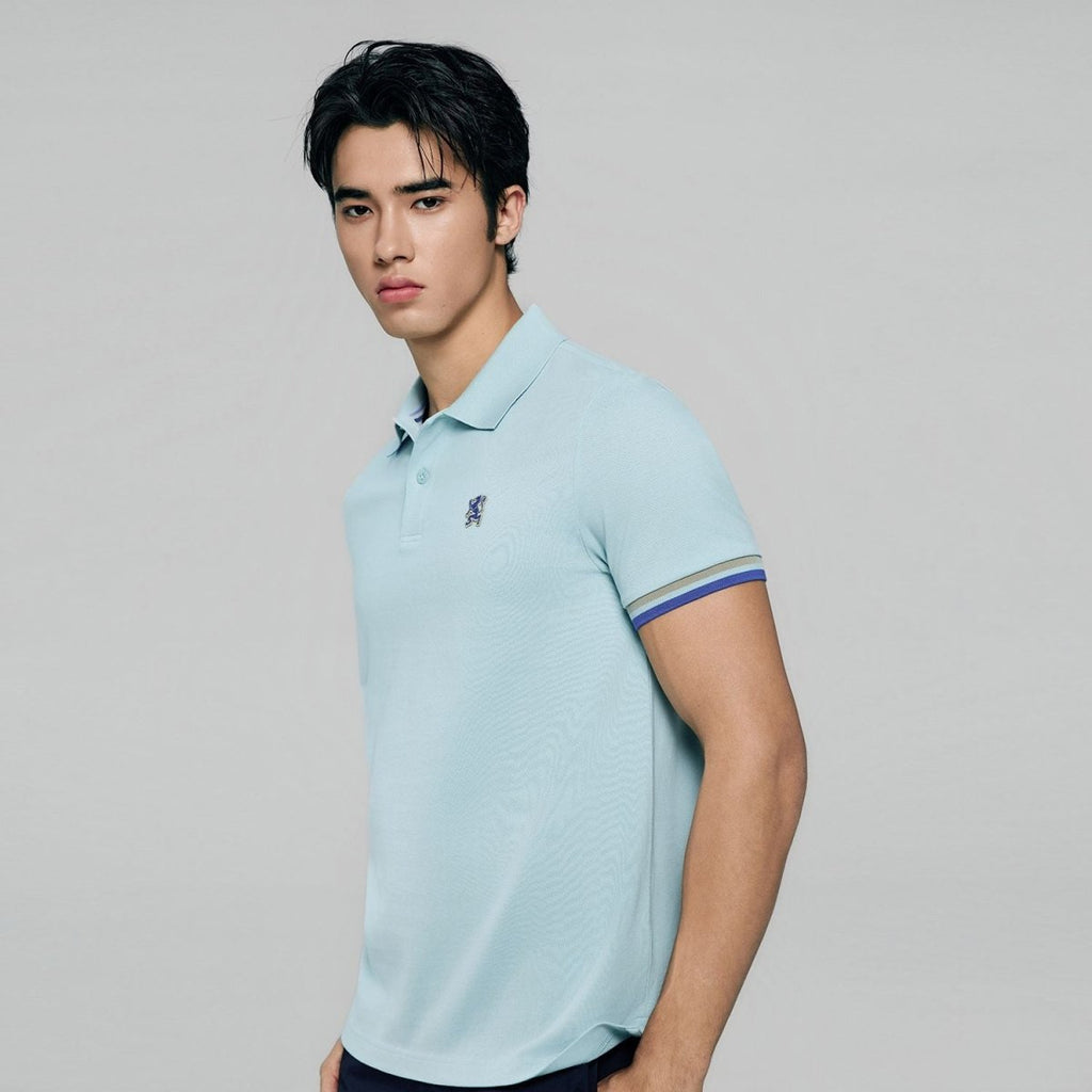 Giordano Men’s Cotton Slim Performance Polo with Small Lion Embroidery - Premium Polo