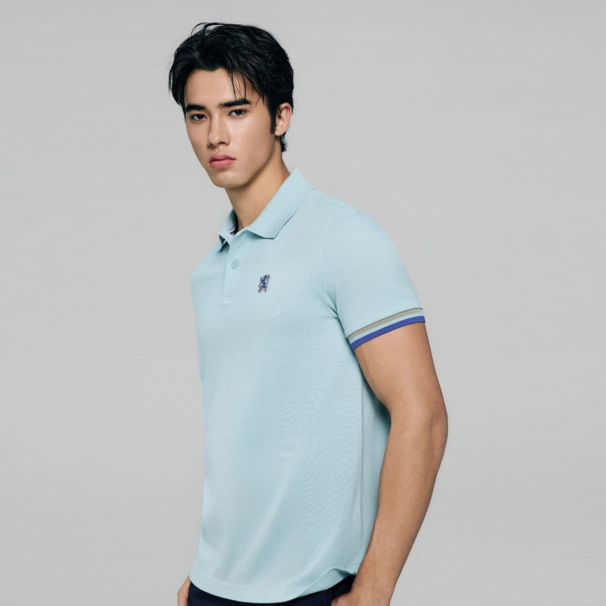 Giordano Men’s Cotton Slim Performance Polo with Small Lion Embroidery - Premium Polo