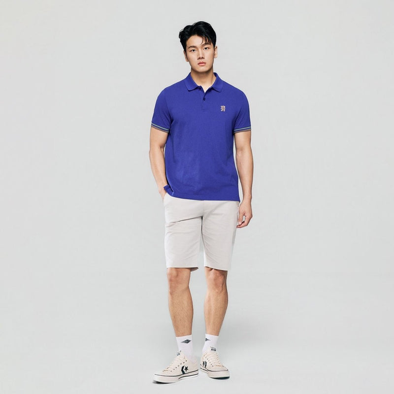 Giordano Men’s Cotton Slim Performance Polo with Small Lion Embroidery - Premium Polo