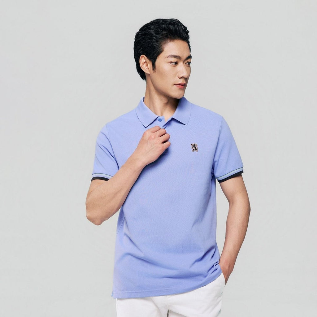 Giordano Men’s Cotton Slim Performance Polo with Small Lion Embroidery - Premium Polo