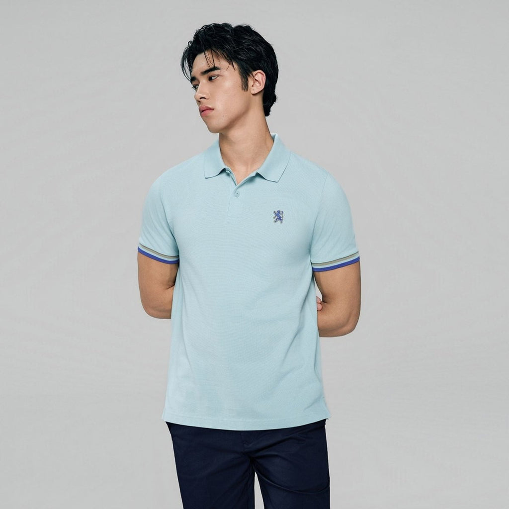Giordano Men’s Cotton Slim Performance Polo with Small Lion Embroidery - Premium Polo