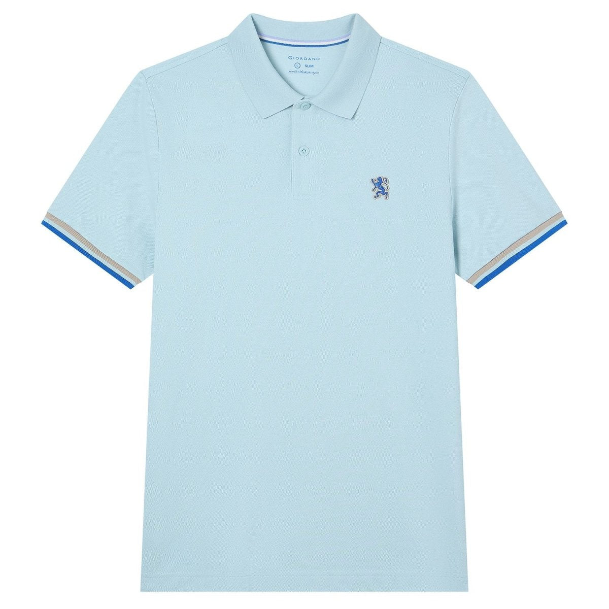 Giordano Men’s Cotton Slim Performance Polo with Small Lion Embroidery - Premium Polo