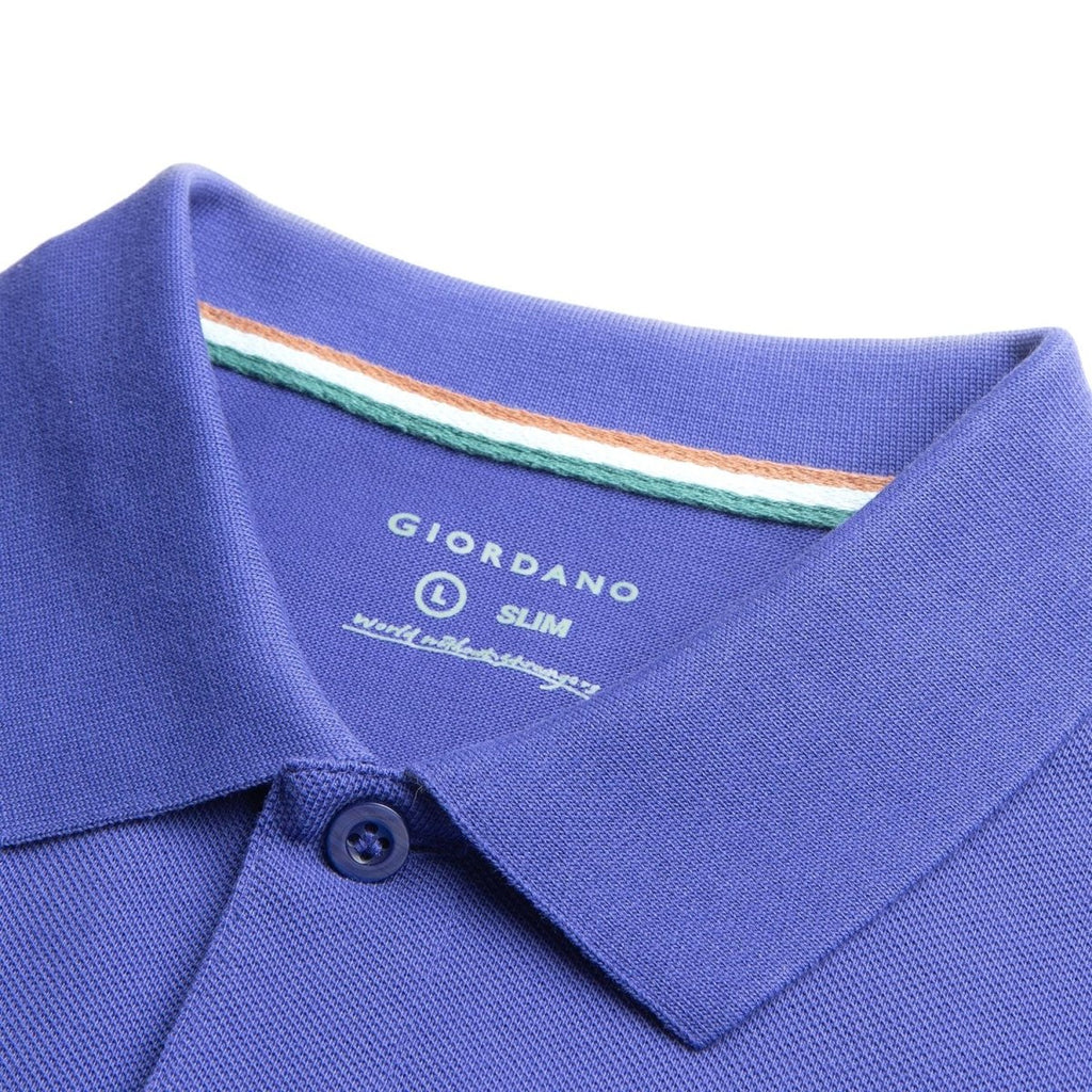Giordano Men’s Cotton Slim Performance Polo with Small Lion Embroidery - Premium Polo