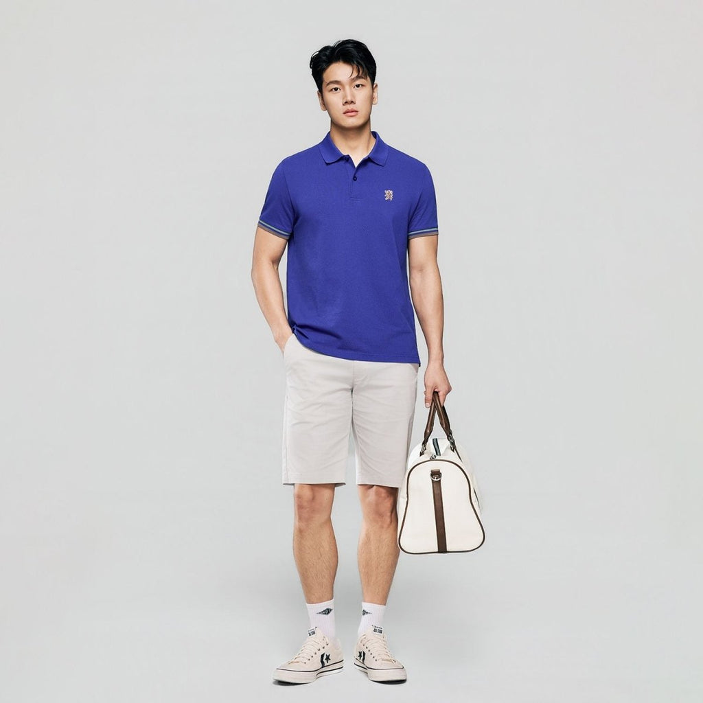 Giordano Men’s Cotton Slim Performance Polo with Small Lion Embroidery - Premium Polo