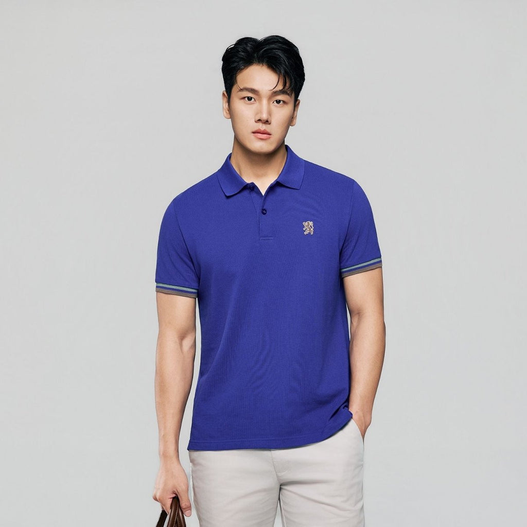 Giordano Men’s Cotton Slim Performance Polo with Small Lion Embroidery - Premium Polo