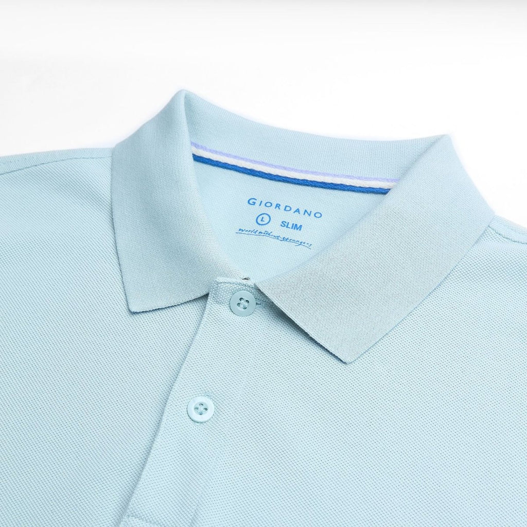 Giordano Men’s Cotton Slim Performance Polo with Small Lion Embroidery - Premium Polo