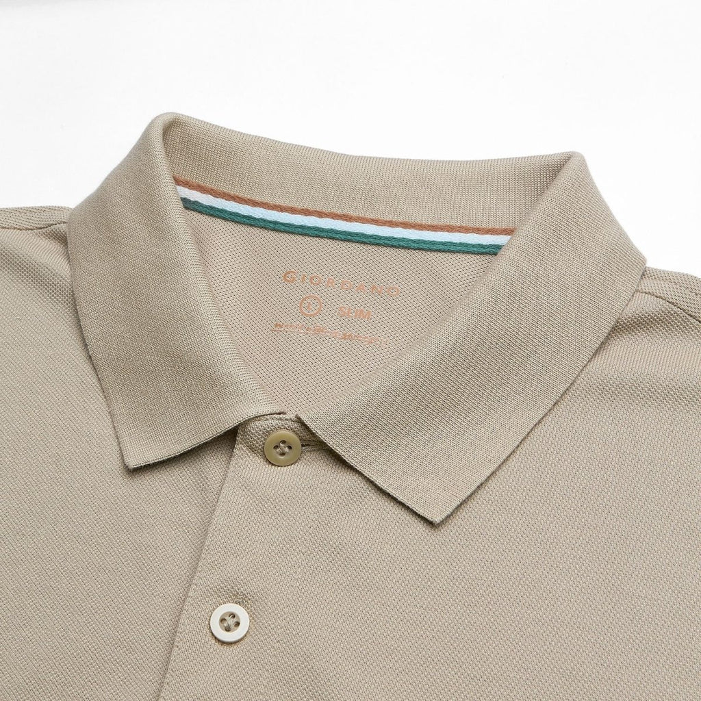 Giordano Men’s Cotton Slim Performance Polo with Small Lion Embroidery - Premium Polo
