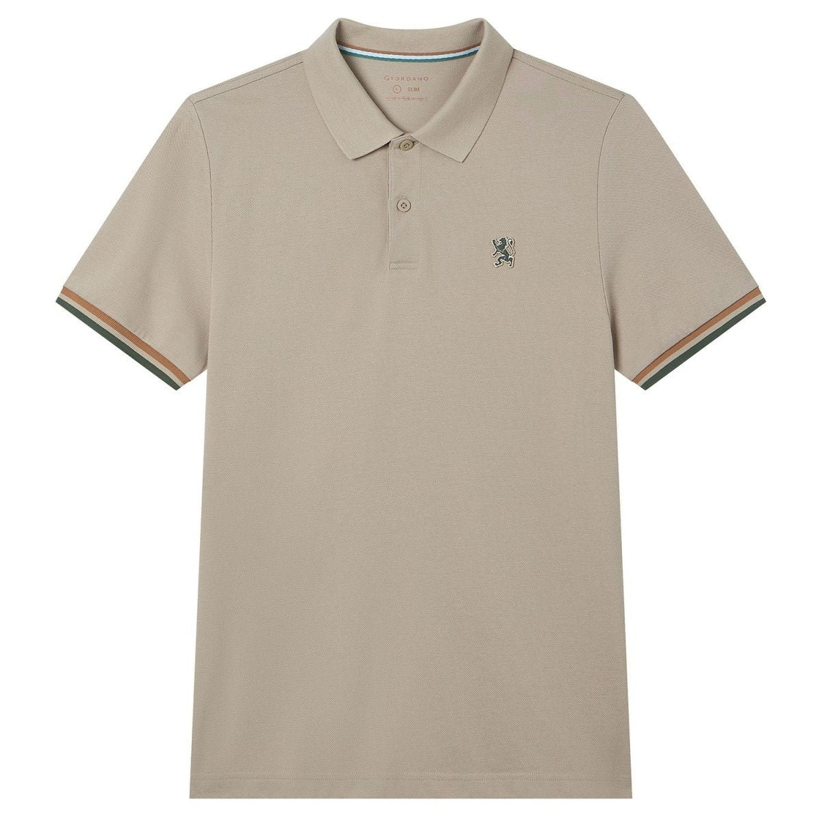 Giordano Men’s Cotton Slim Performance Polo with Small Lion Embroidery - Premium Polo