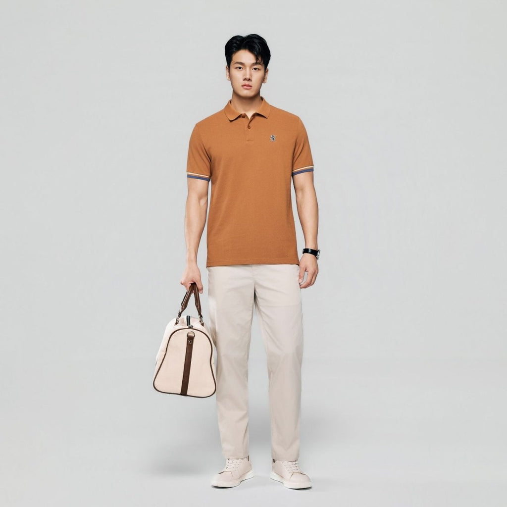 Giordano Men’s Cotton Slim Performance Polo with Small Lion Embroidery - Premium Polo