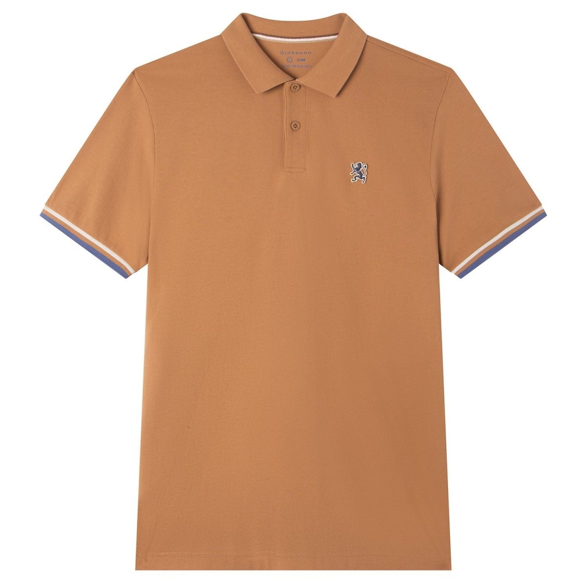 Giordano Men’s Cotton Slim Performance Polo with Small Lion Embroidery - Premium Polo